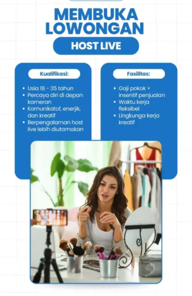 DIBUTUHKAN SEGERA HOST LIVE BERPENGALAMAN