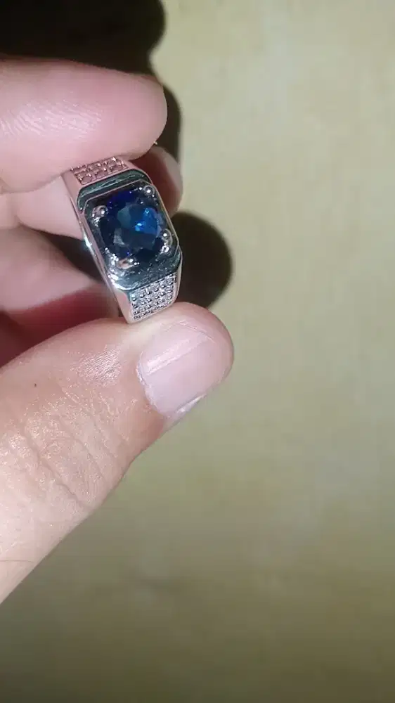 Cincin permata king safir size 8 ring perak mikroseting mewah