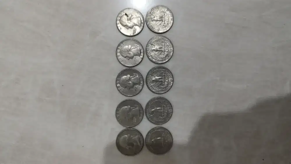 Koin Kuno Liberty Quarter Dollar 1974,1981,1982,1986,1987,1989