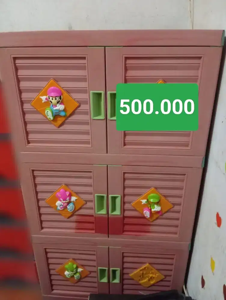 lemari plastik 3 susun 6 pintu