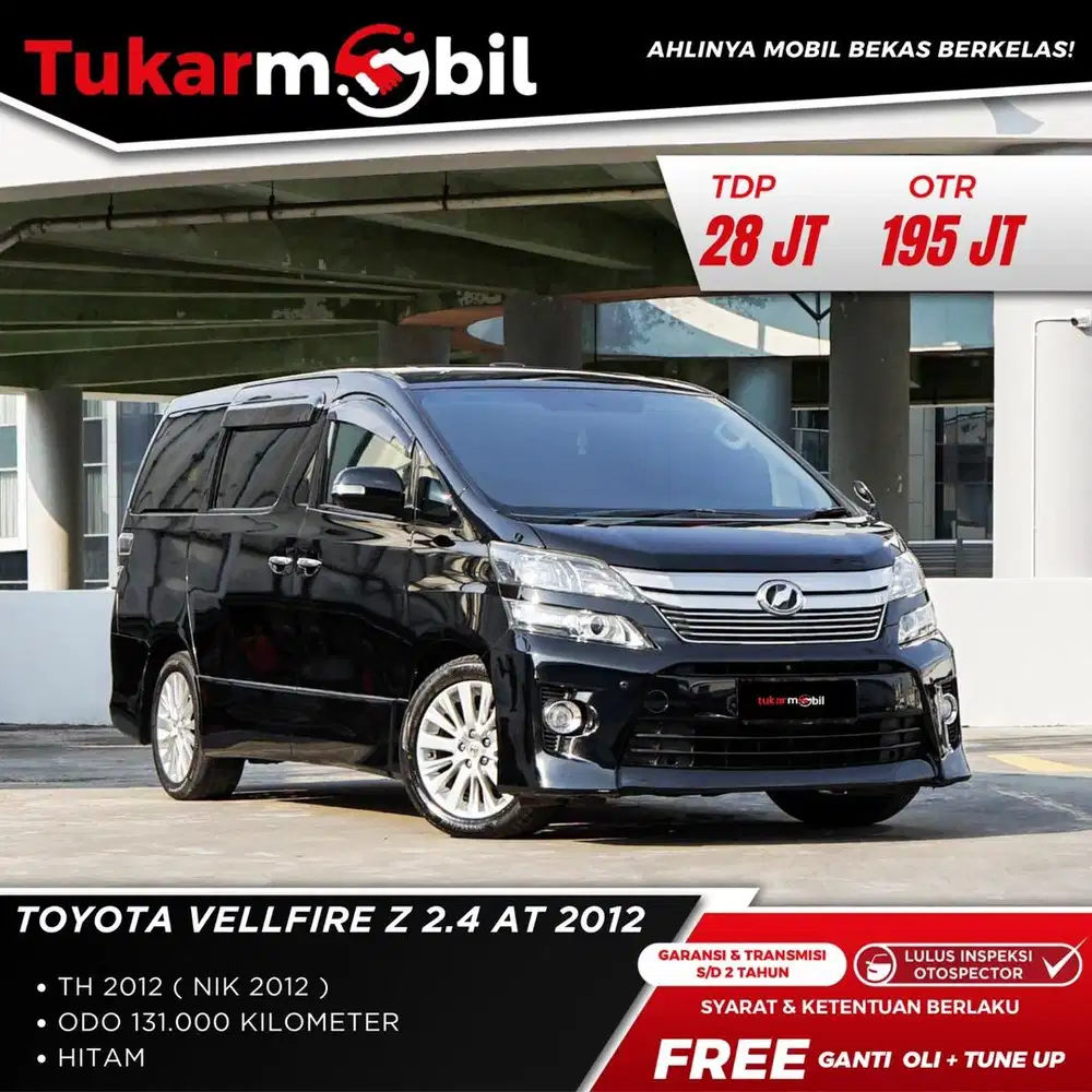 [BERGARANSI] TOYOTA VELLFIRE 2.4 Z MATIC TAHUN 2012 HITAM GANJIL