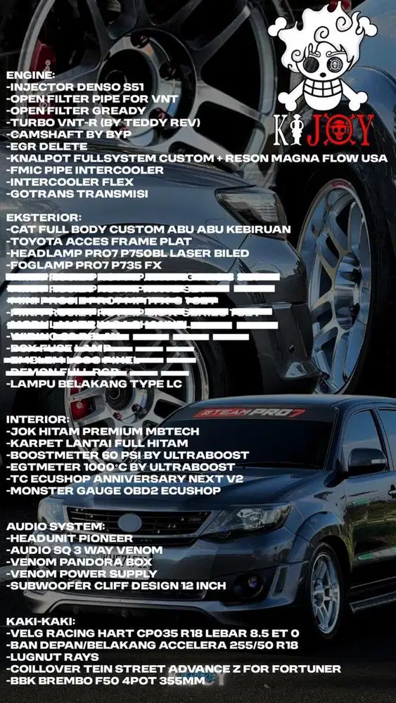 Di jual mobil fortuner di bawah harga pasar modif