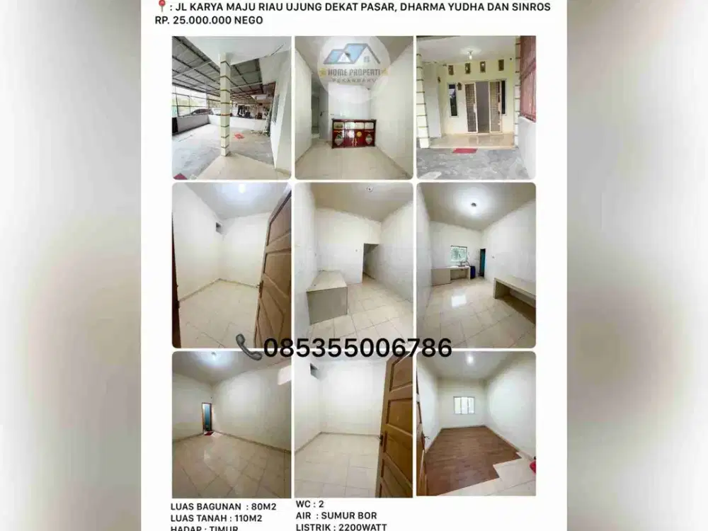 disewakan rumah jl.karya maju riau ujung dekat pasar