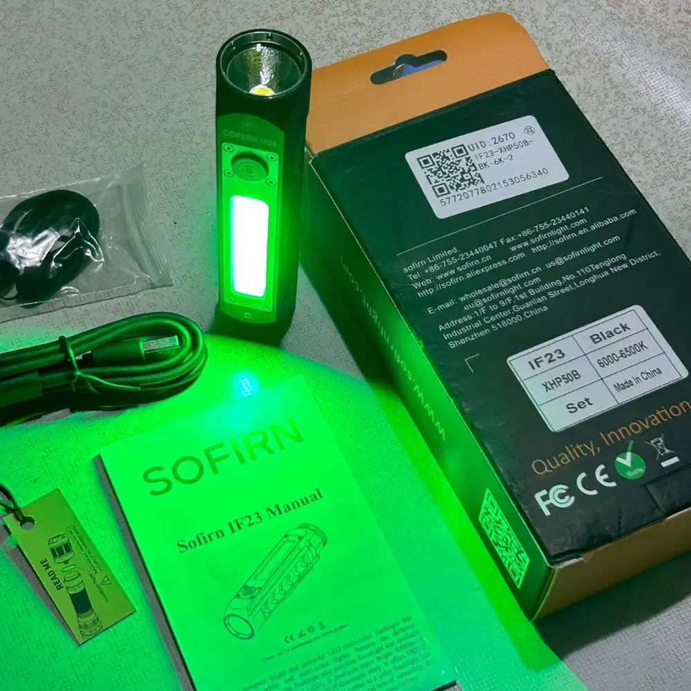 Senter Sofirn if23 RGb Flashlight EDC IP68 Waterproof 21700 battery