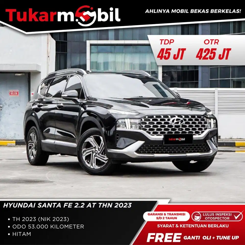 [BERGARANSI] HYUNDAI SANTA FE 2.2 DIESEL MATIC TAHUN 2023 HITAM GENAP