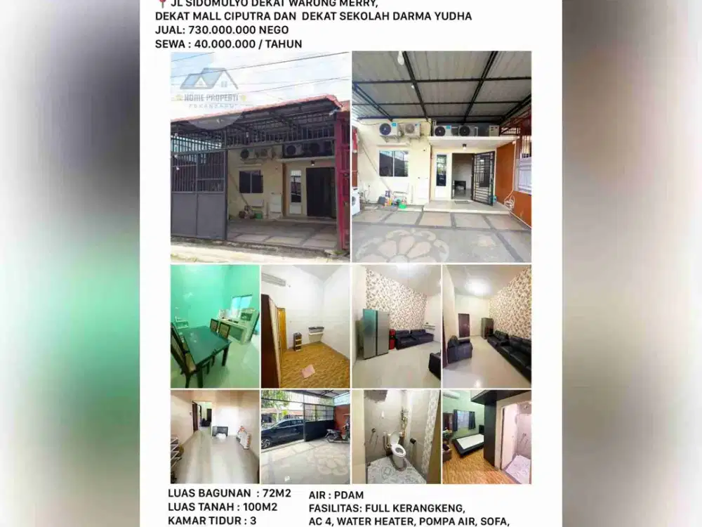 jual/sewakan rumah furnished jl.sidomulyo dekat warung merry