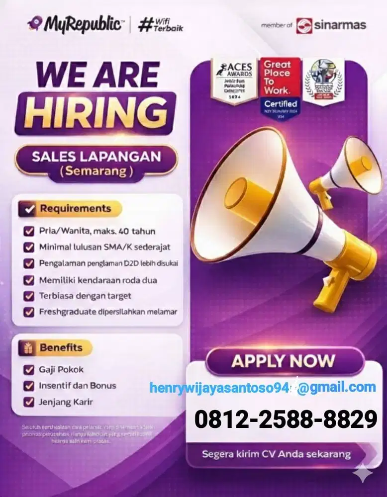 Loker Sales Dtd Internet MyRepublic Semarang