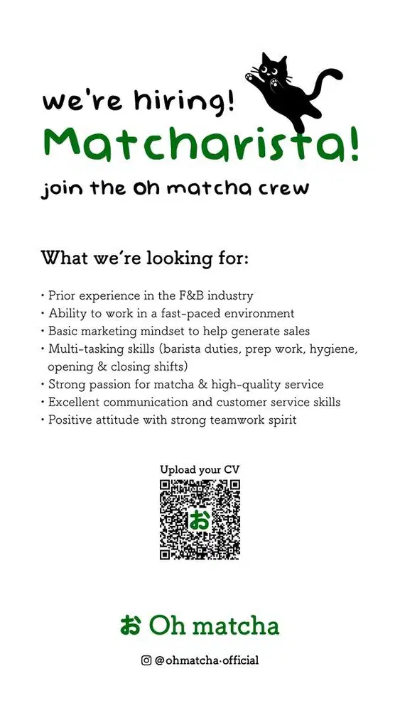 We're Hiring Matcharista
