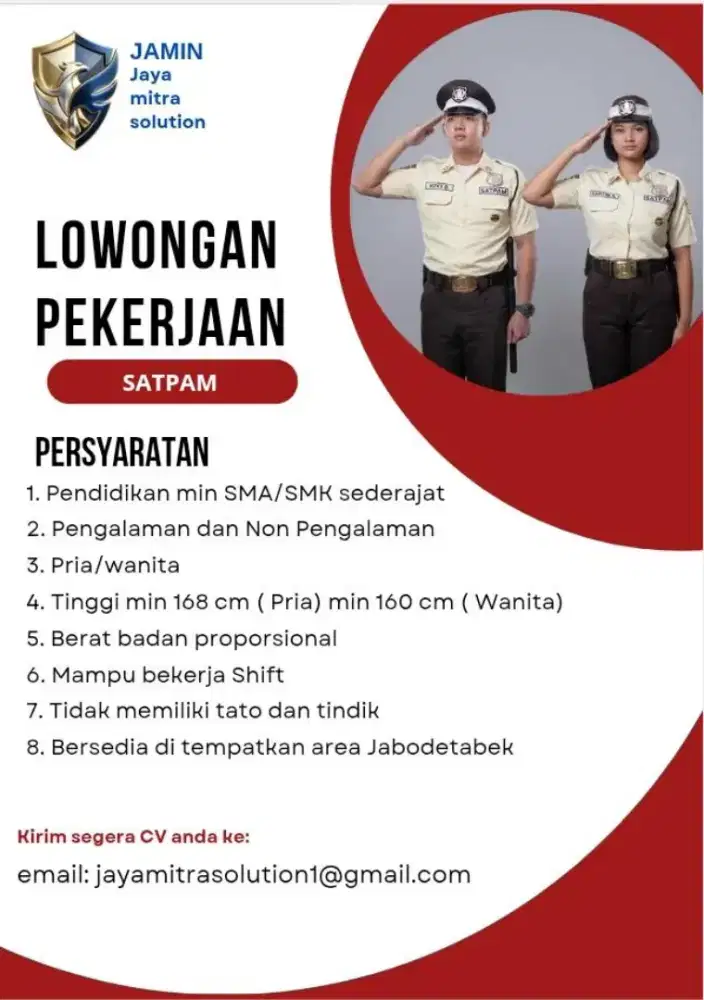 Lowongan kerja anggota Satpam dan secwan