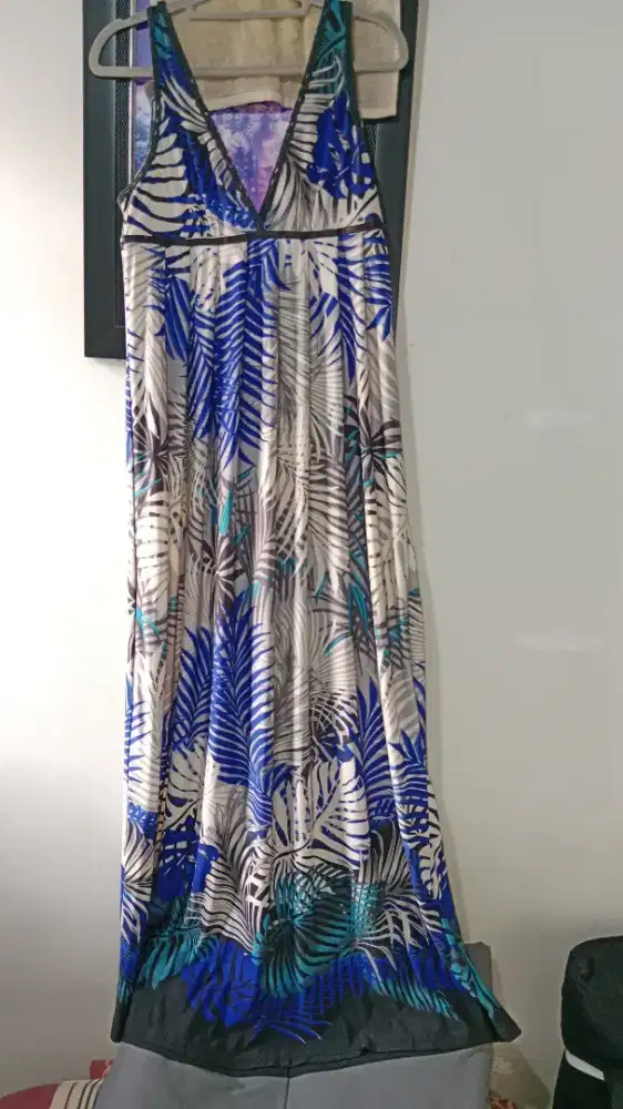 Dress Motif Bunga Cantik + Cardigan