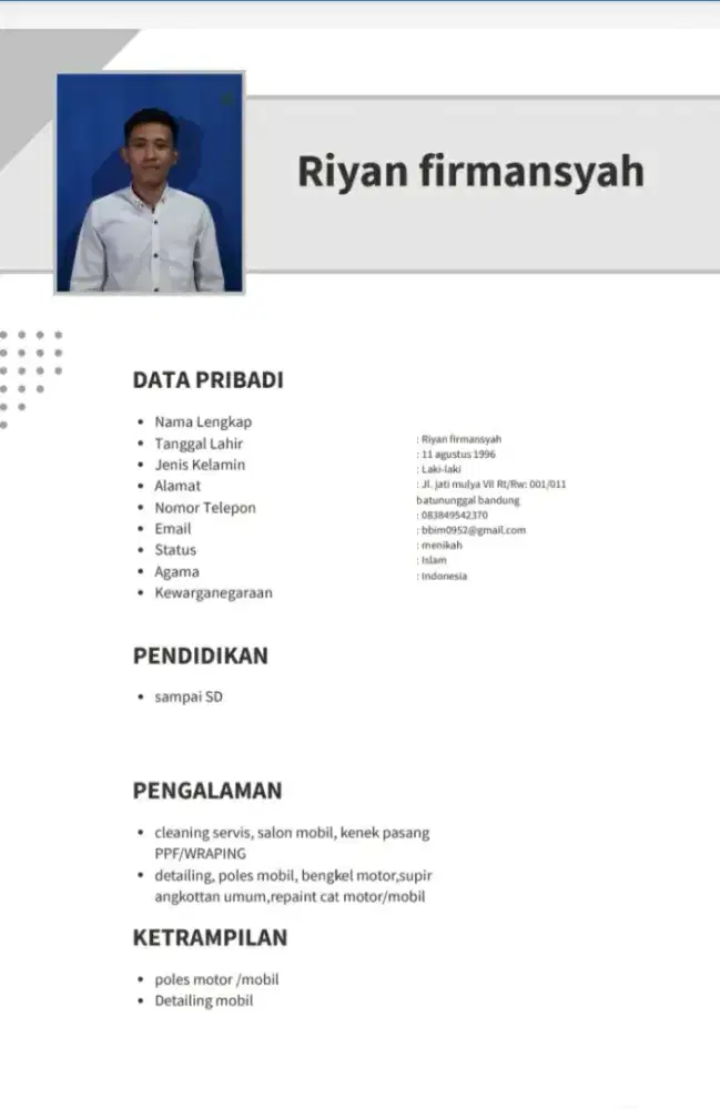 mencari lowongan kerja modal KTP KK kejujuran kuat bekerja keras