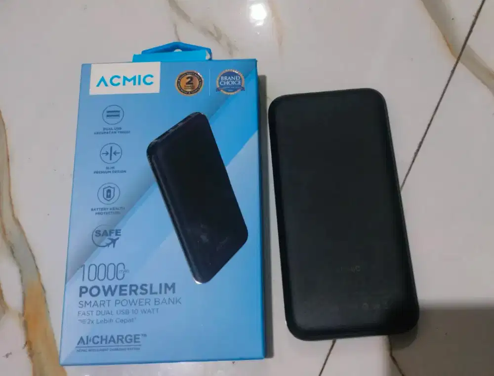 Power bank acmic slim pro 10000 mah - kabel charge micro fast charging