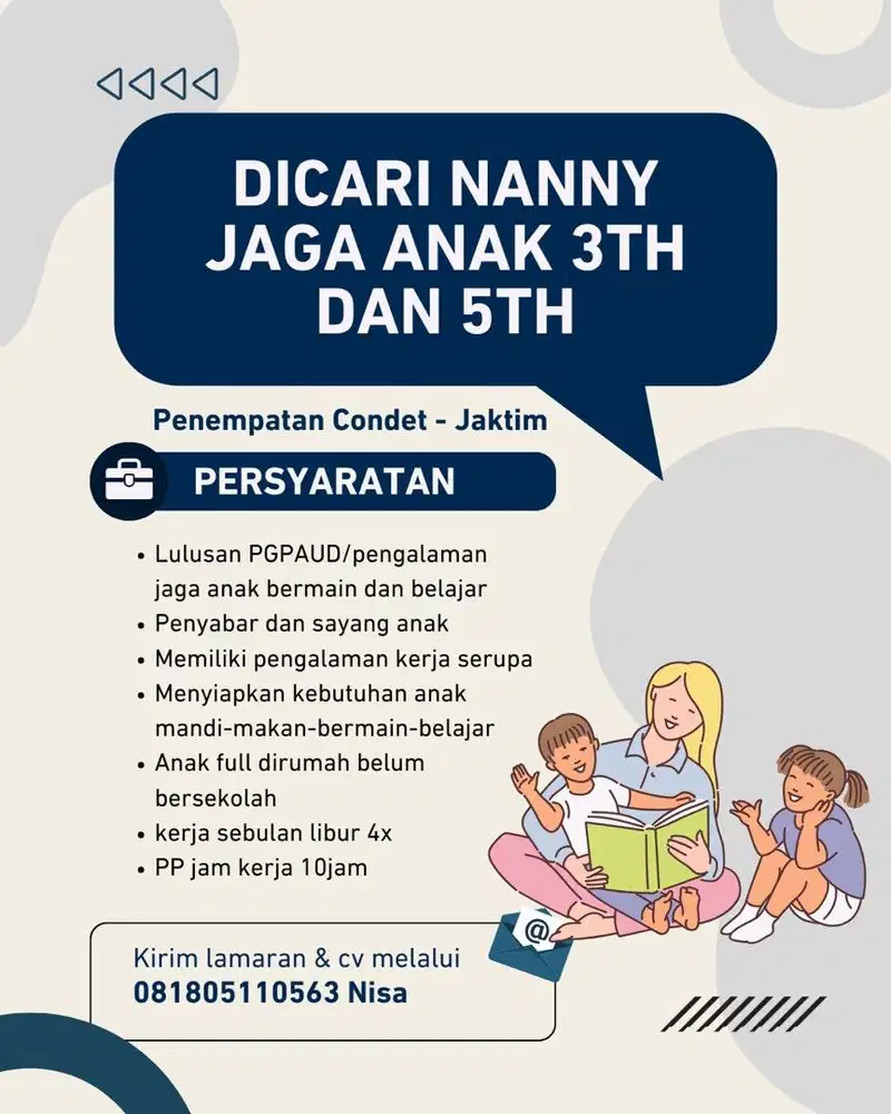 Lowongan kerja nanny jaga anak
