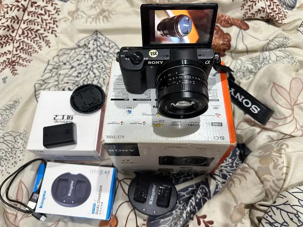 sony A5100 + lensa 7artisans 50mm F1.8 kamera mirrorless wifi NFC