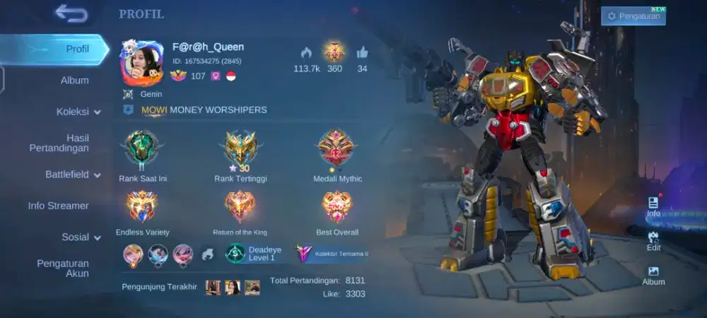 Jual akun Mobile legends