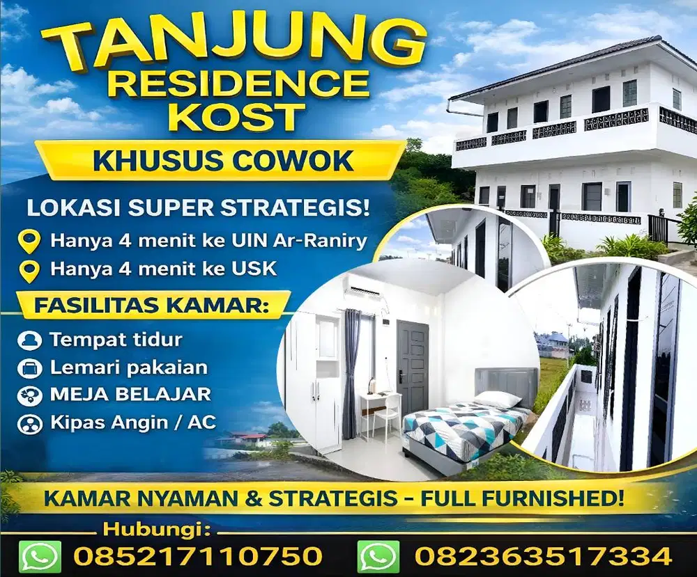 KAMAR SEWA DEKAT USK DAN UIN (KOST/KOS)