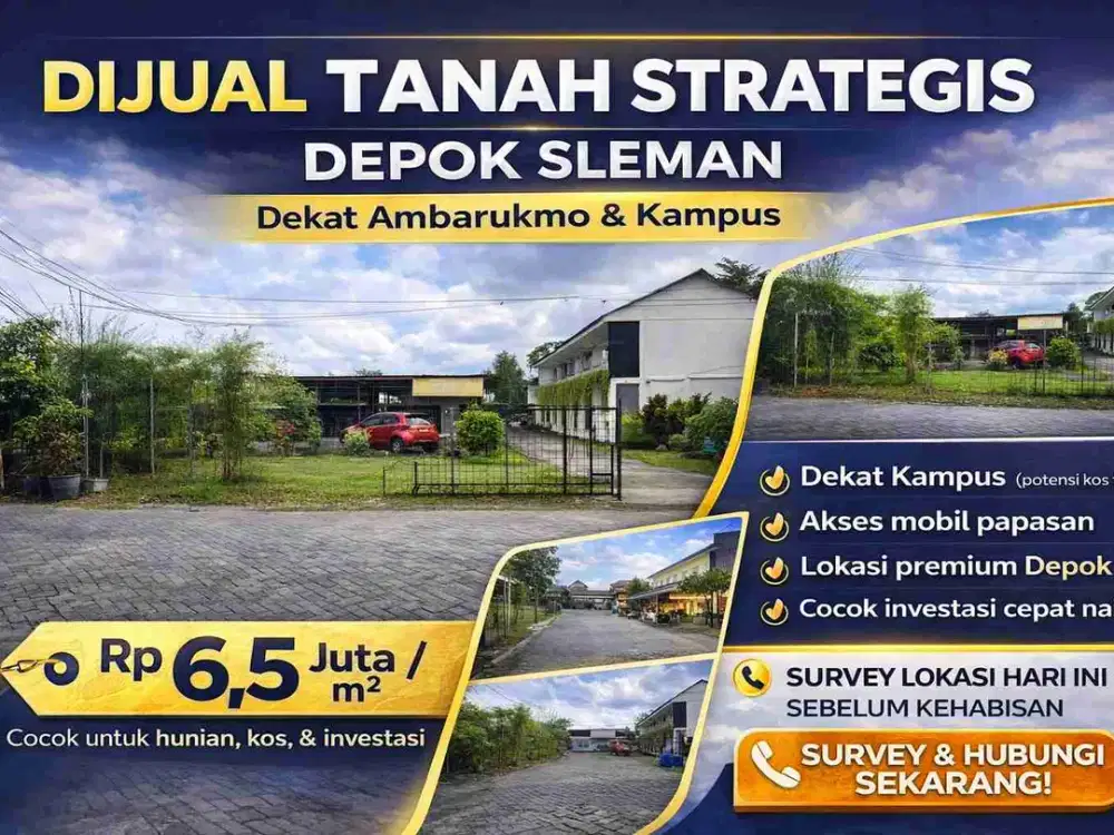 Tanah Strategis Depok Sleman Dekat Ambarukmo & Kampus SHM 280m²