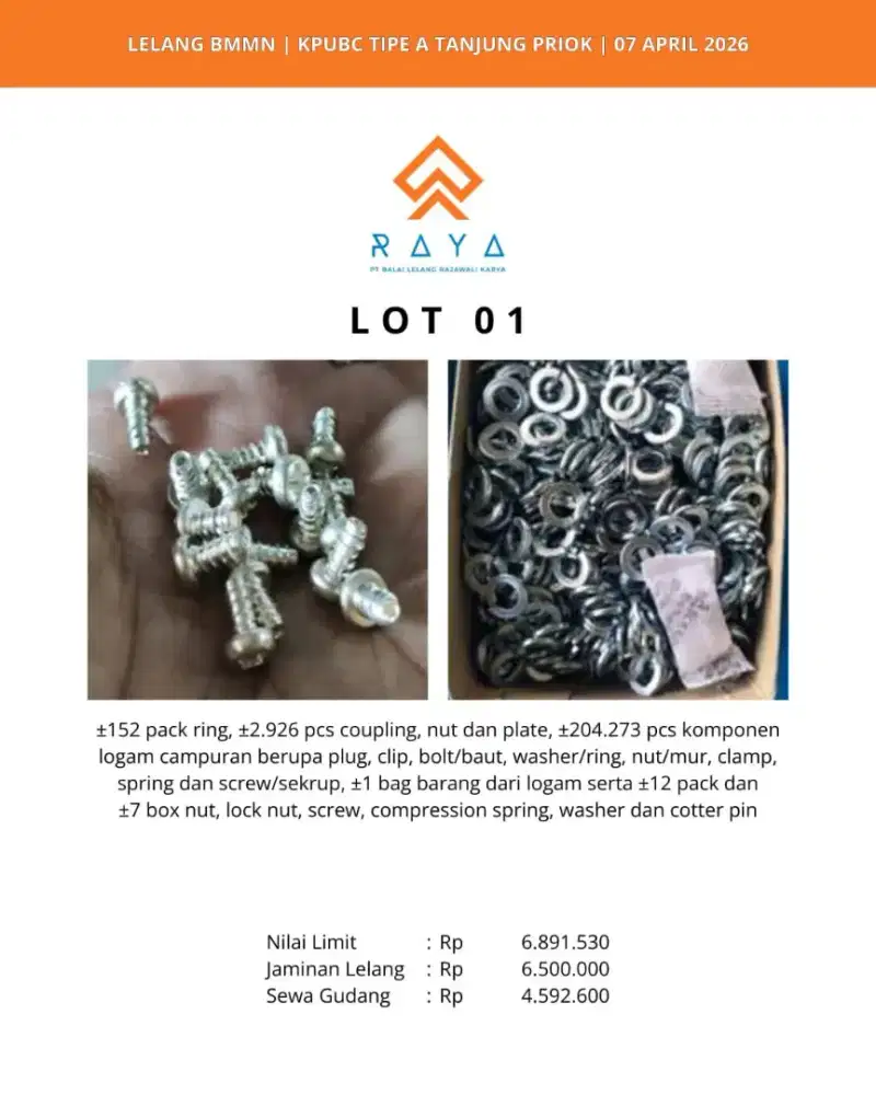 Ring, Baut, Mur, Spring, Washer dan Barang Lainnya