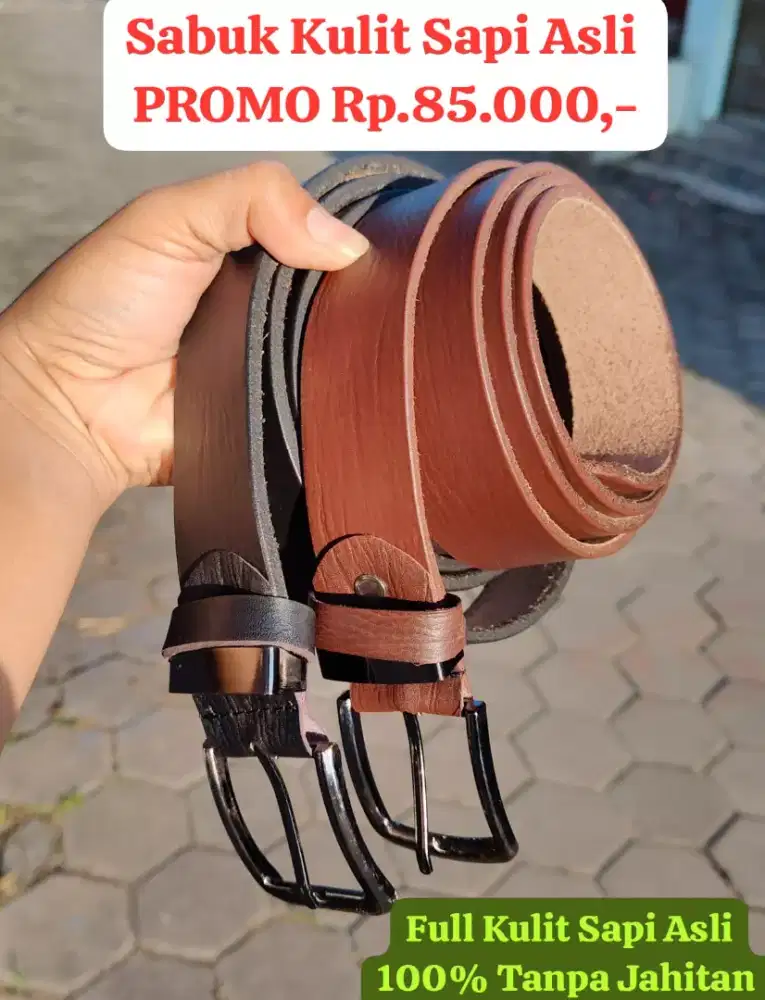 Sabuk Full Kulit Sapi Asli Selapis tanpa Jahitan
