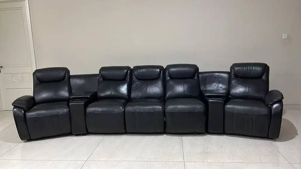 Sofa Preloved Black Leather 3,6m