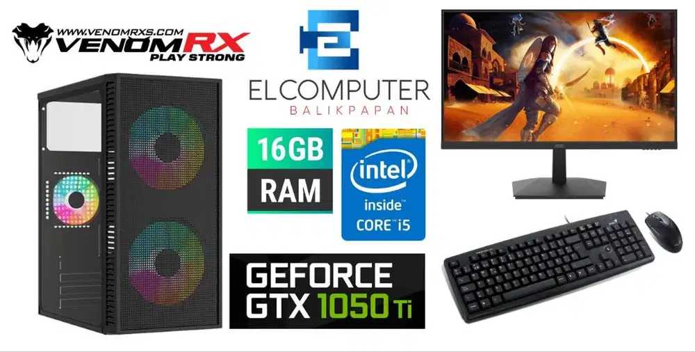 FULSET CPU GAMING MURAH CORE i5 | GTX 1050 Ti 4GB | RAM 16GB | MON 24