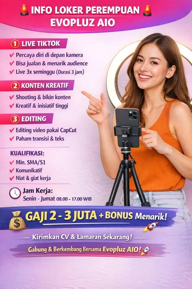 Dicari Content Creator & Host Live yang Niat Kerja