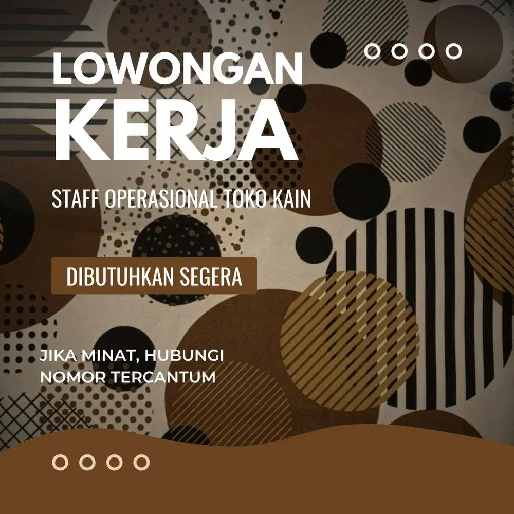Lowongan Kerja Staff kerja Operasional Toko Crew Store *dibutuhSEGERA*