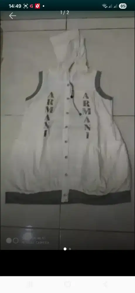 Baju jaket bertopi keren tanpa lengan, lebar pinggang +/- 88cm