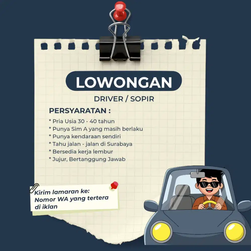 Lowongan Driver / Sopir