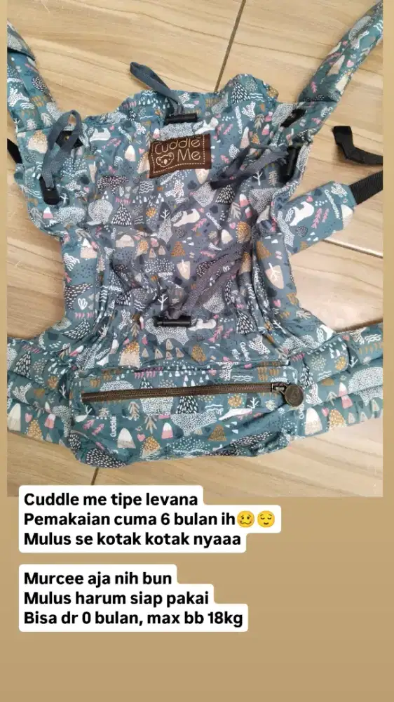 Gendongan carrier cuddle me levana biru mulus bersih kotak lengkap