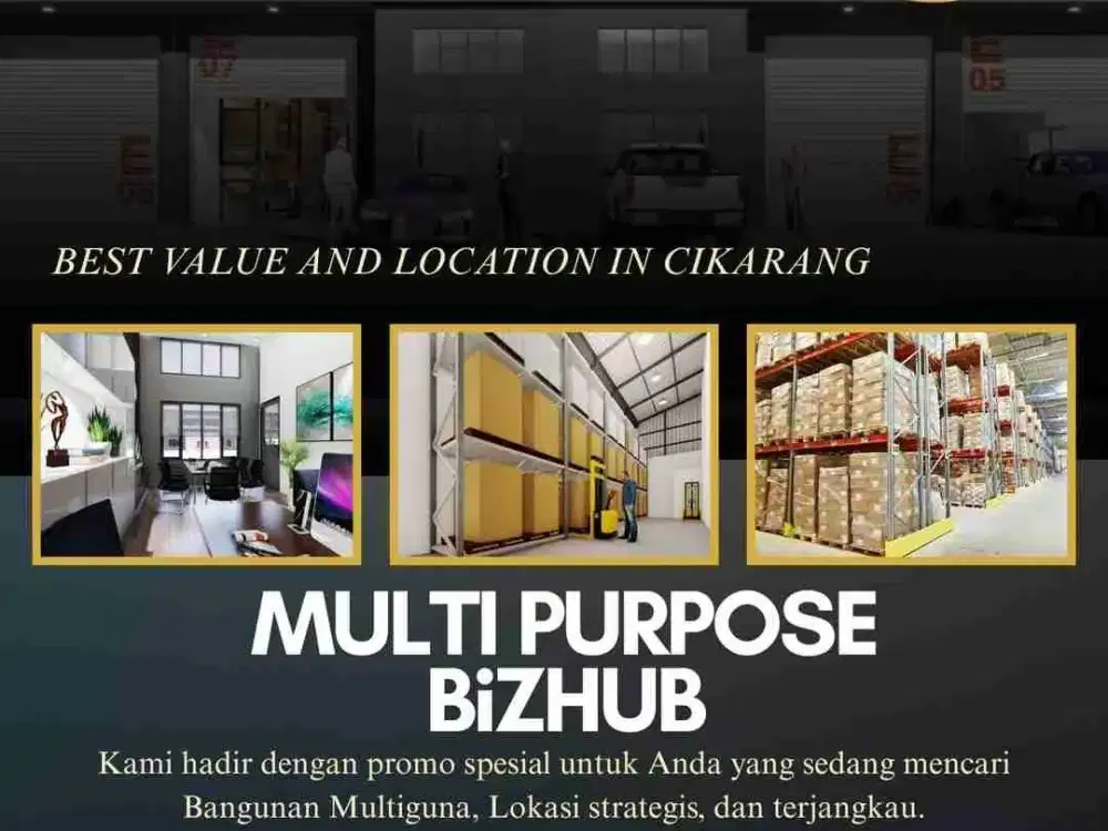 Dijual Gudang Bizhub Multiguna kawasan industri cikarang free PPN