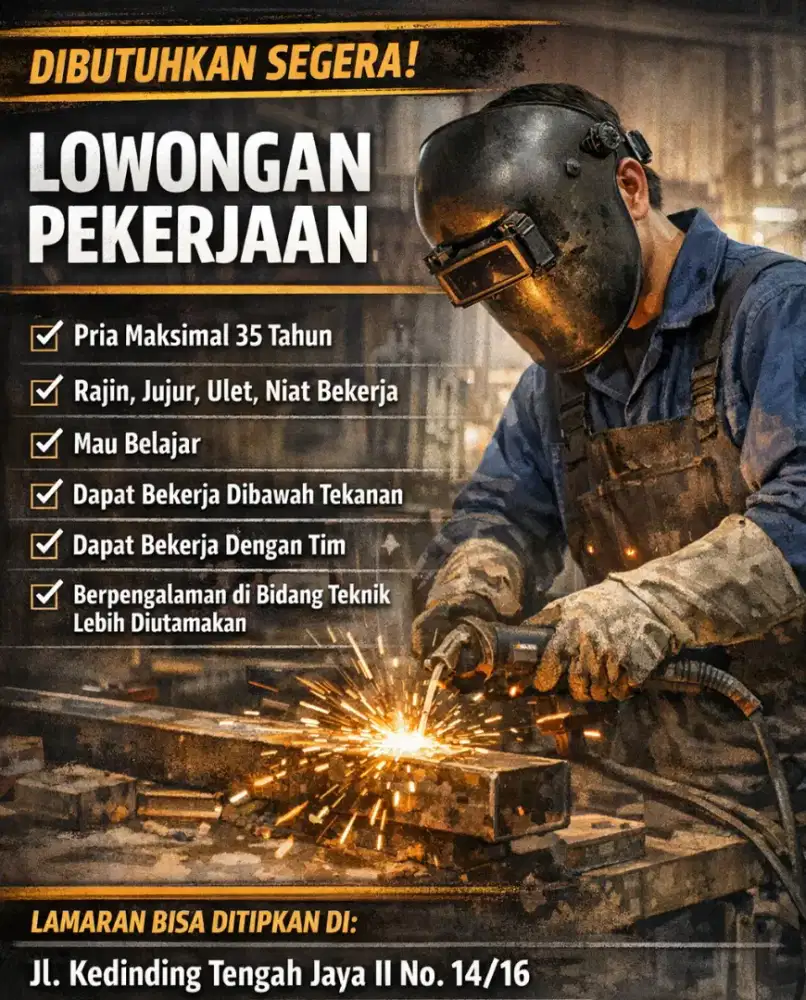 Dibutuhkan Pegawai Serabutan Bidang Teknik