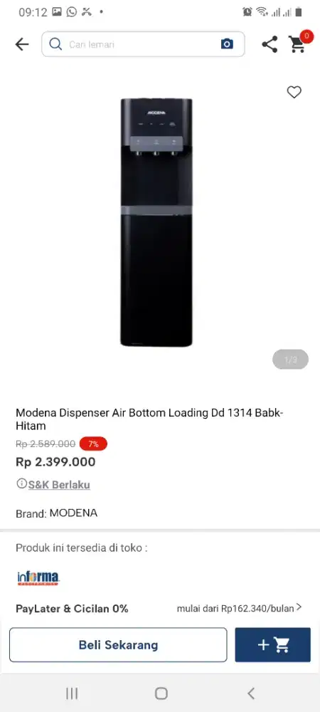 Modena dispenser galon bawah