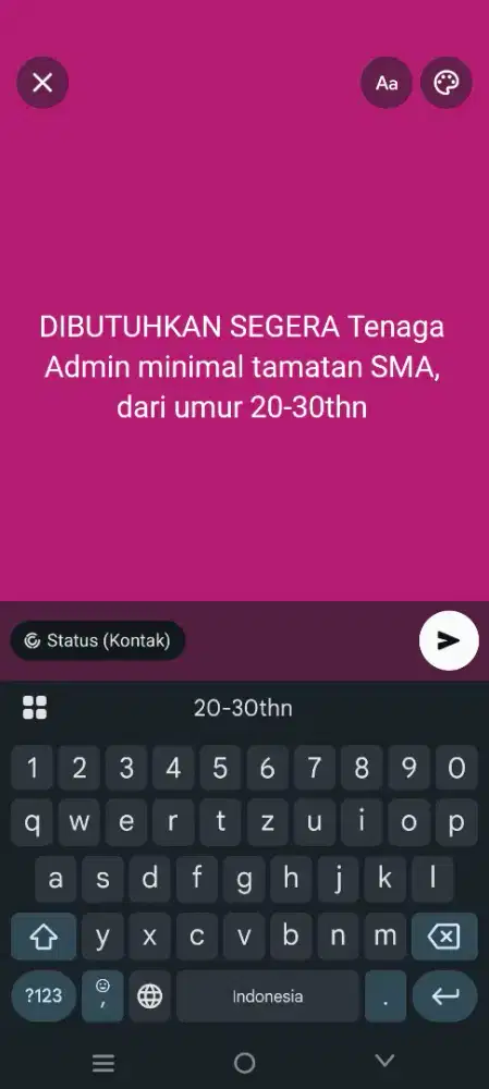 Lowongan kerja Admin