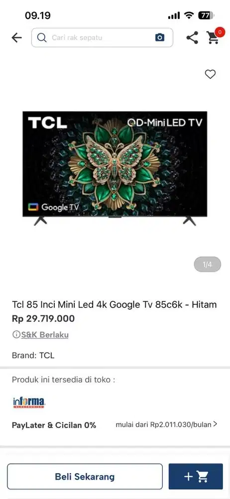 tcl 85inc mini LED 4k 85c6k