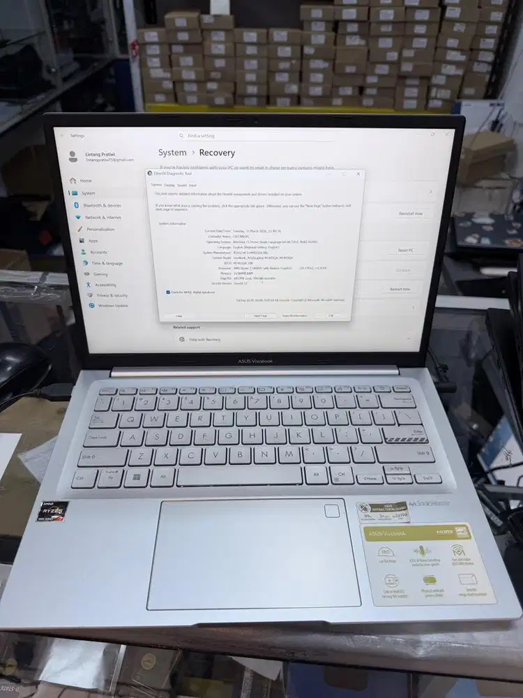 Asus vivobook M1403QA Amd ryzen 7 5800hz / ram 16gb / ssd 512gb gaming