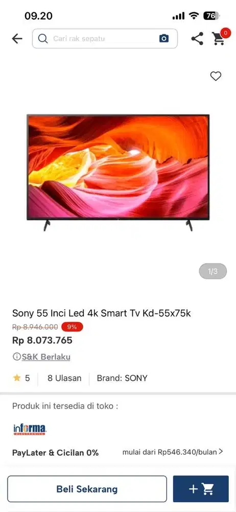 Sony tv 55inc Led 4k google tv