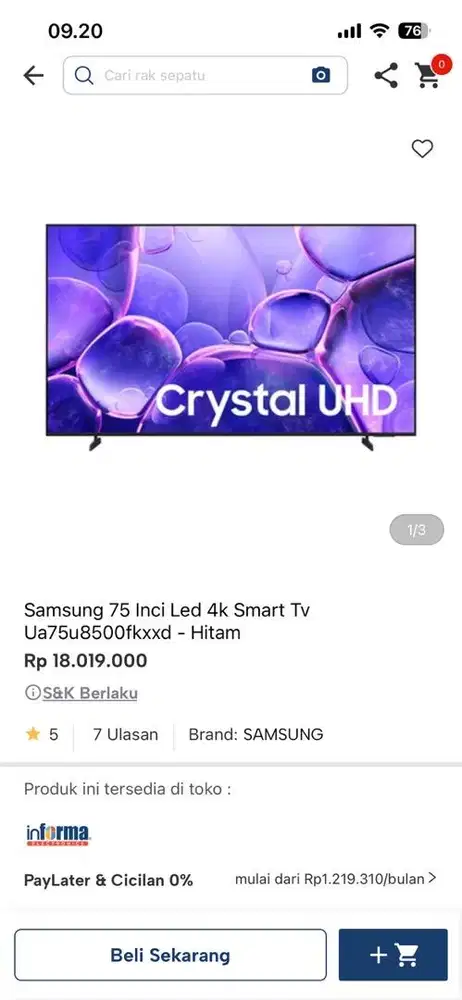 smart tv samsung 75 inc UA8500