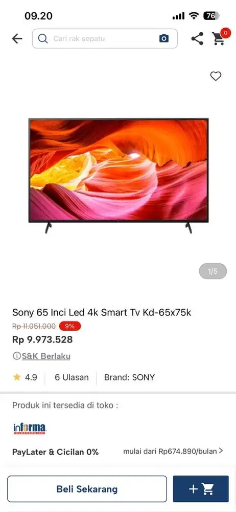 sony 65 inc google tv 65x75k