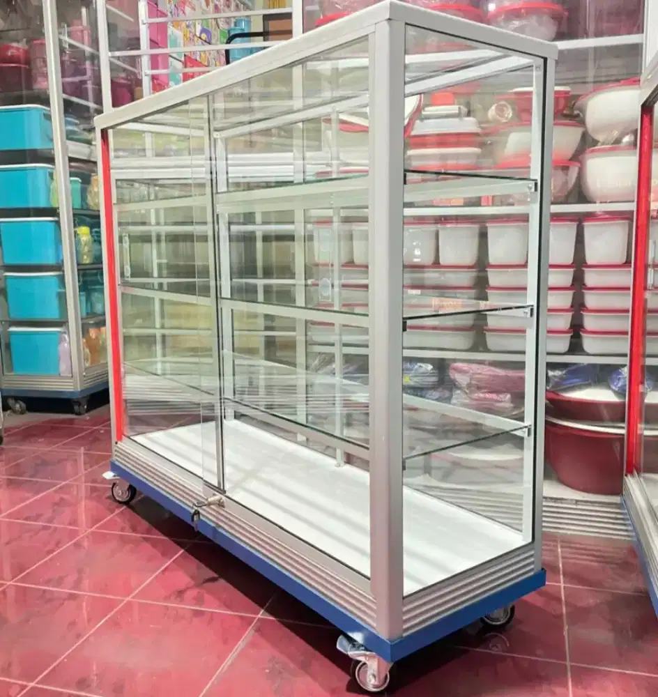 Etalase Pakai RODA BESAR & SIKU BESI Panjang 1,2M Buat Toko dll