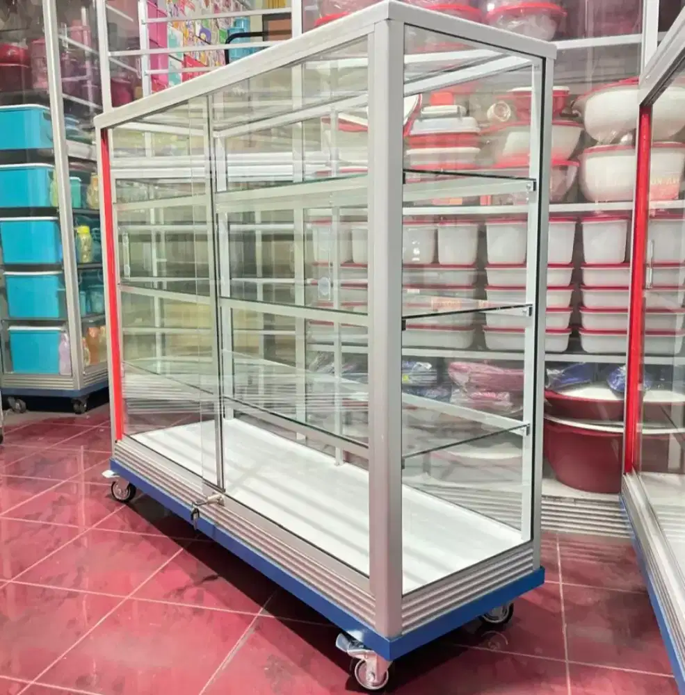 Etalase Ukuran 1,2Mx1M Pakai Roda Harga Murah