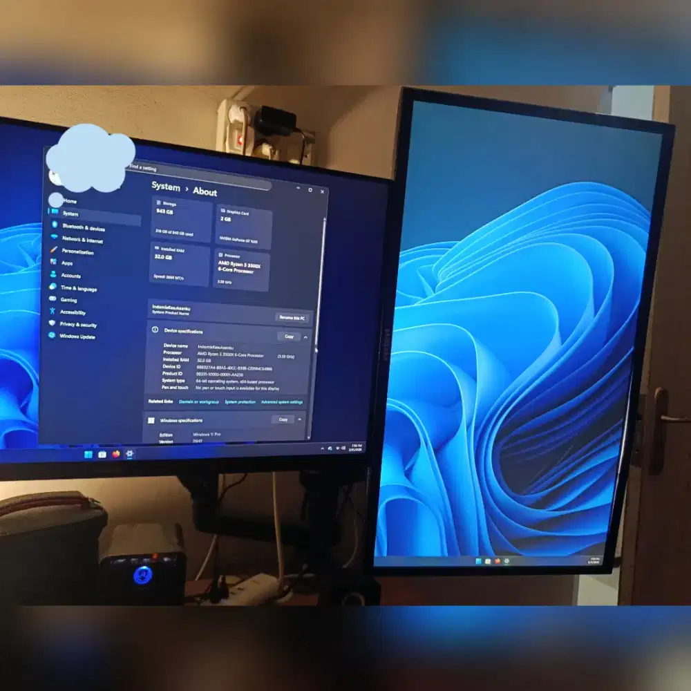 PC Dual monitor, Ryzen 5 3500x, RAM 32 GB,  1TB