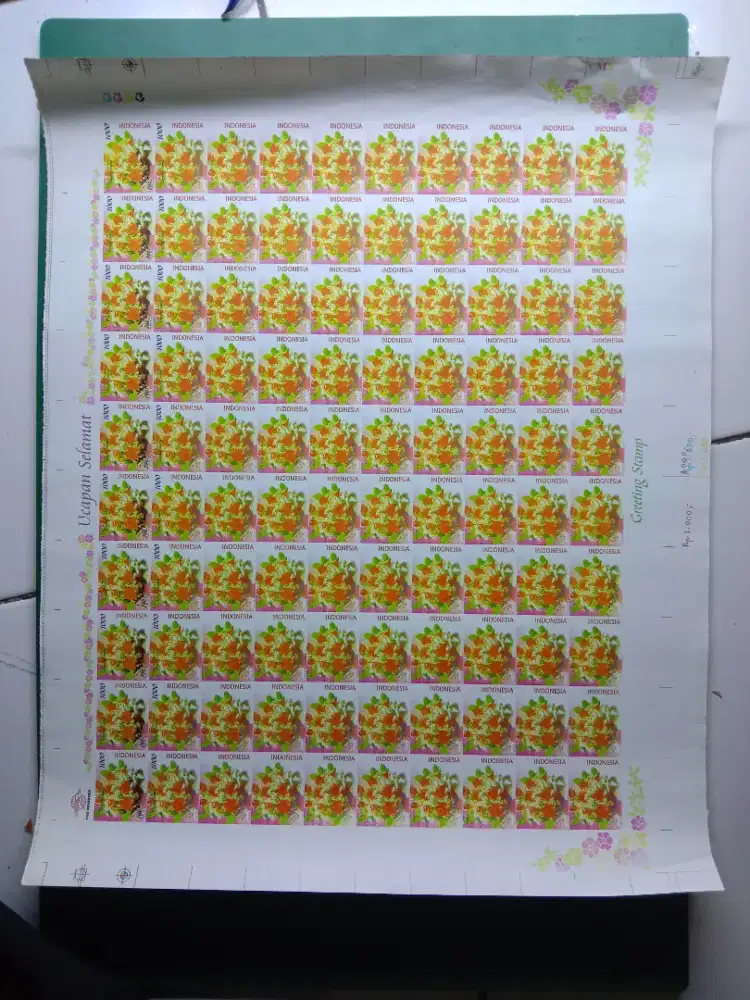 Prangko Seri Ucapan Selamat Full Sheet Tanpa Perforasi ( Missprint)