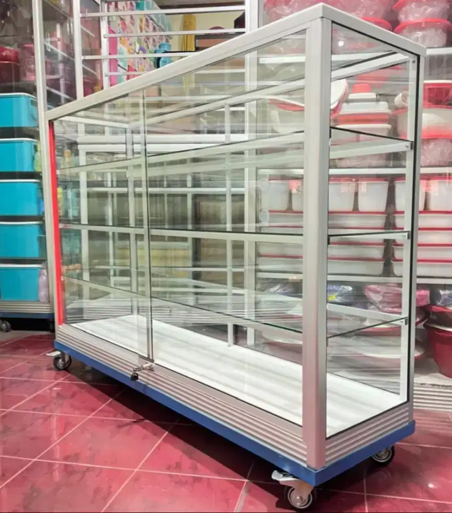 Etalase 1,5Mx1M Pakai Siku Besi + RODA BESAR Siap Kirim