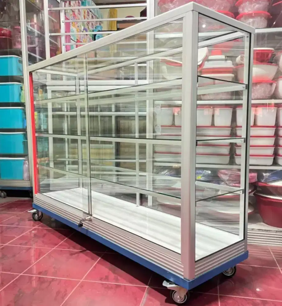 Etalase 1,5Mx1M Pakai Siku Besi + RODA BESAR Barang Ready