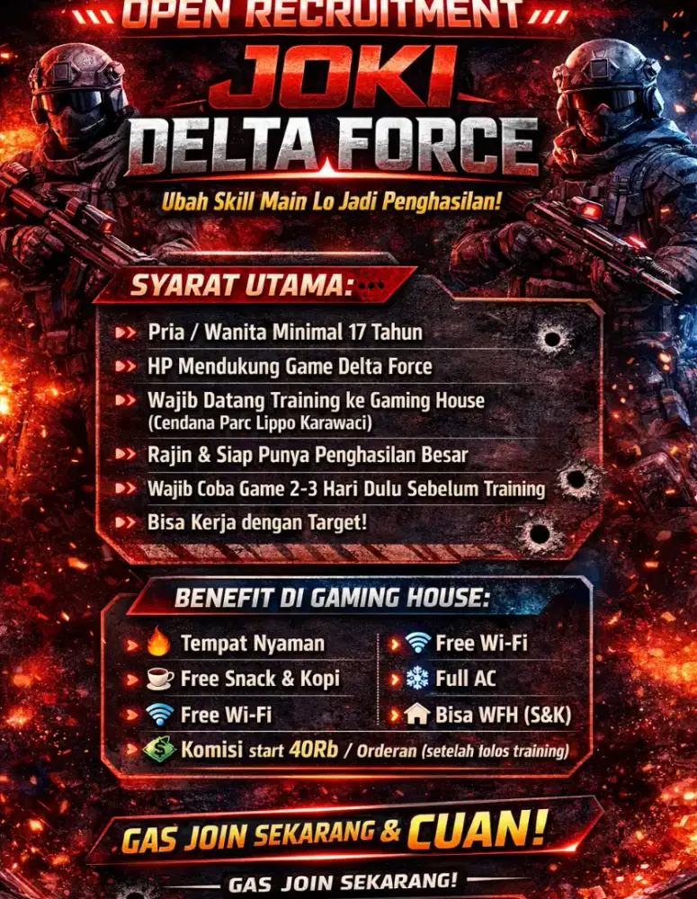 DIBUTUHKAN PEMAIN GAME YANG MAU INCOME TAMBAHAN (HARAP BACA DESKRIPSI)