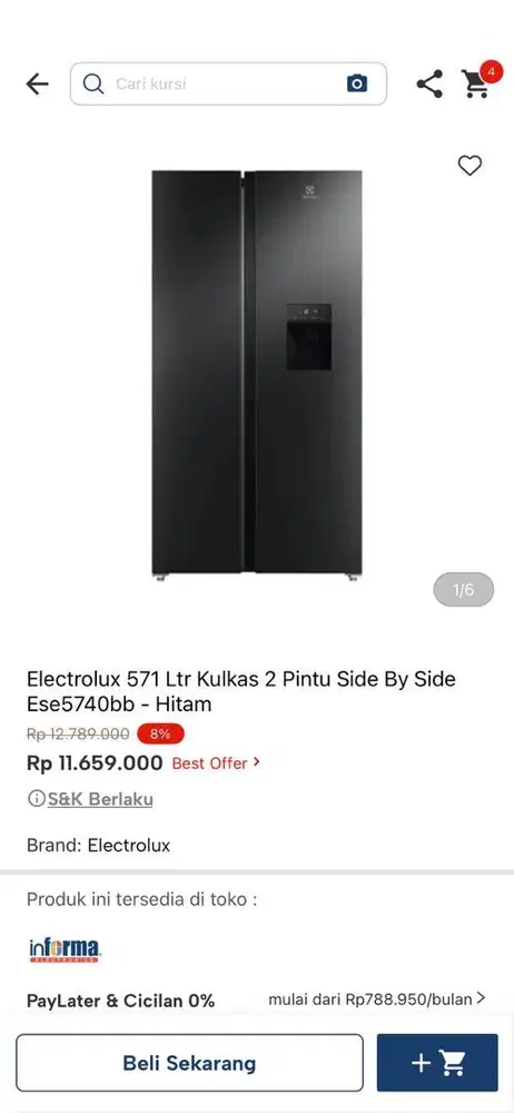 KULKAS SBS ELECTROLUX 571liter