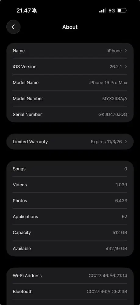 Iphone 16 pro max 512