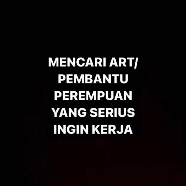 Dicari ART / Pembantu Rumah Tangga tinggal dalam