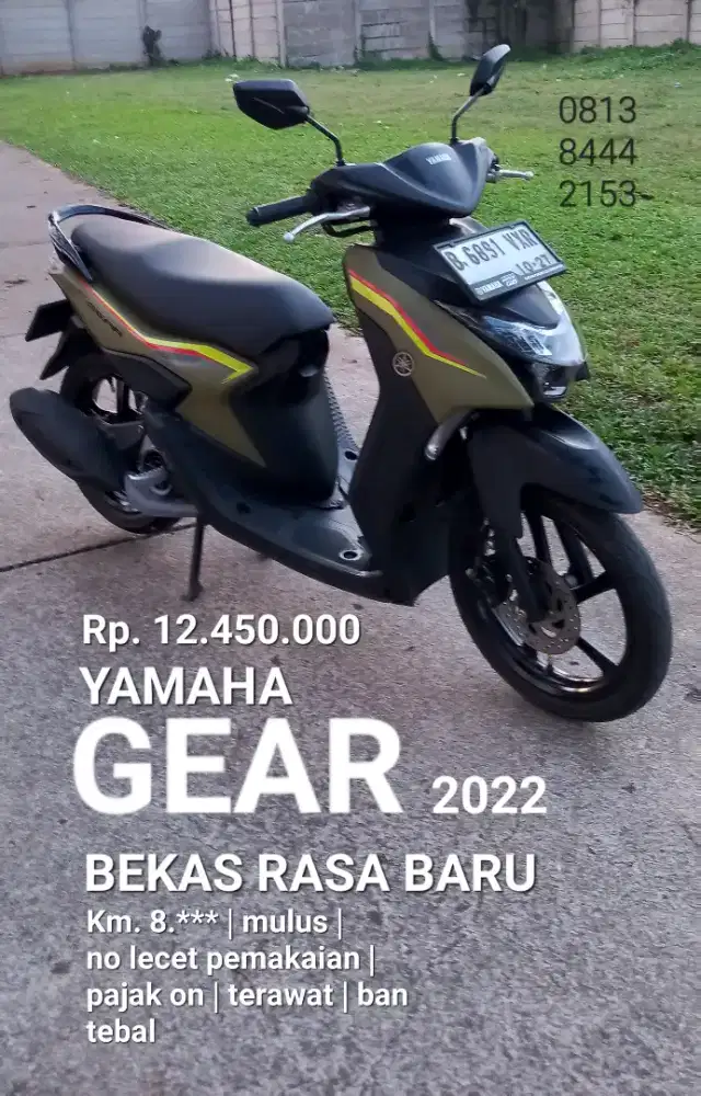 YAMAHA GEAR 2022 BEKAS RASA BARU Km. 8ribuan PAJAK  panjang